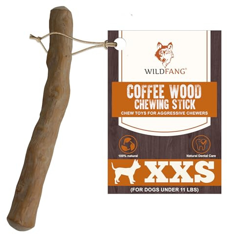 Wildfang® Tuggleksak av kaffeträ, XXS – Slitstarka tuggleksaker för hundar med starkt tuggbehov, bitleksak för valpar, träning av tuggmuskler, tuggpinne av kaffeträ för små hundar (5 kg), 1-pack