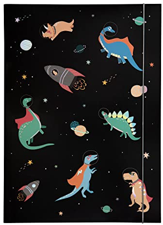 NEU Sammelmappe mit Gummiband, A3, 1 Mappe, HOTFOIL SPACE DINOS/Weltraum Dinosaurier