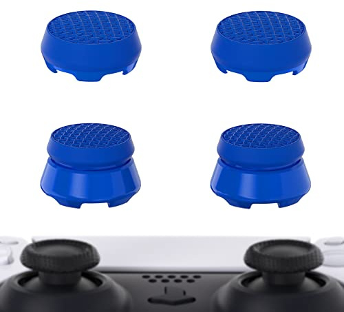 PlayVital Thumbs Pro Armor Gommini per ps5 Controller, Blu | 2 Paia Copri Levette Analogiche per ps5 Joystick, Thumbstick Grip Caps Convessi, 2 Altezze di Rialzi Analogici