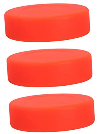 Veemoon 3 Stück Hockey Pucks Für Outdoor Spiele Verstellbarer Gummi PVC Orange Für Kinder Und Erwachsene Sportzubehör