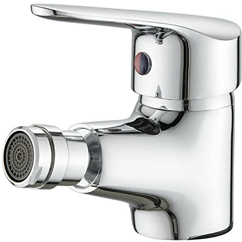 Maynosi Miscelatore Monocomando per Bidet, Bidè per Lavabo, Rubinetto Bidet con Tubo, Beccuccio Regolabile, Design Semplice e Dimensioni Compatte, in Ottone (Cromo)