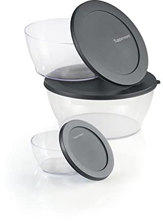 Tupperware Crystal Clear Store & Serve Collection - Set di 6 contenitori per alimenti, lavabili in lavastoviglie e senza BPA, (3 ciotole + 3 coperchi)