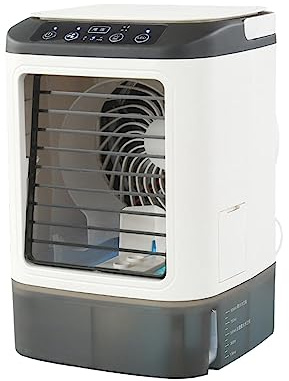 LOVIVER Mini-Luftkühlung, Verdunstungskühlung, Klimaanlage, 2 Sprühmodi mit 7 LED-Leuchten, 3 Geschwindigkeiten, wiederaufladbarer USB-Desktop-Lüfter für, mit Eisbox