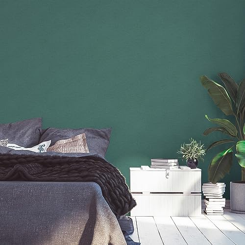 Livingwalls Unitapete Petrol Grün Famous Garden 393512 - Vliestapete - 10,05 m x 0,53 m - Made in Germany