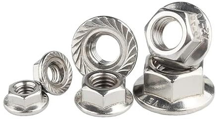 BREAKA M8 M10 M12 Sechskant-Flanschmuttern mit Feingewinde, Zacken-Sicherungsmutter aus Edelstahl 304, gezahnte Spinlock-Steigung = 1/1,25/1,5 (Size : M8 x 1.0mm (10PCS))