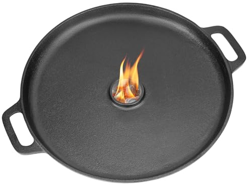 Onlyfire Cast Iron Griddle Pan for Rocket Stoves, Charcoal & Gas Grills - Nonstick Round Grill Pan with Handles for Stovetops