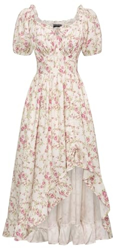 Scarlet Darkness Cottagecore Floral Dress Off Shoulder Dresses for Women Summer Casual Corset Sundress Pink Flower S