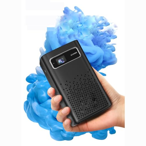 PLABNK Mini Proyector (4K HD), Proyector Bluetooth 3D, Control Remoto, 180 ANSI, Corrección Keystone Automática, Batería Incorporada De 8000 MAh, Compatible con Tipo-c/USB/HDMI,Black
