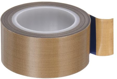 QUARKZMAN Stoff PTFE-Bandrolle, 1 x 16ft Hochtemperatur-PTFE-Klebeband, 0,18 mm Dicke für Vakuumversiegelungsmaschinen Handversiegler, Braun