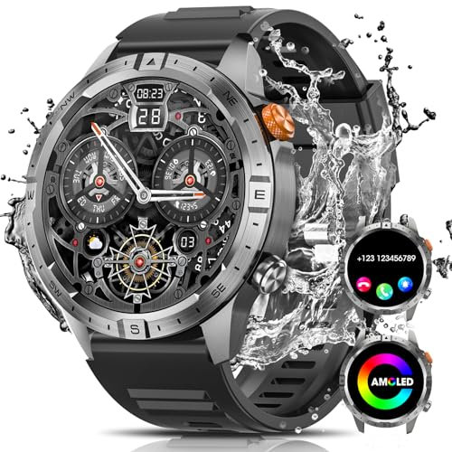 DEKELIFE Smartwatch Herren mit Telefonfunktion, 1,43 AMOLED Always-On Display Armbanduhr, 70+ Sportmodi Uhren Herren mit Herzfrequenz, SpO2, Schlafmonitor, IP68 Wasserdicht Android und iOS, Silber