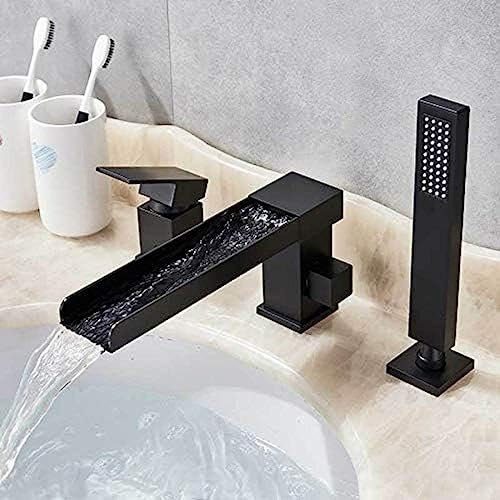 Wasserfall-Badewannenarmatur Mit Langem Auslauf, Wannenmischer-Wasserhahn, Deckmontage, 3 Löcher, Wasserfall-Badewannen-Duschset, Handbrause, Chrom,Kugel