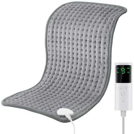 Cuscino Riscaldante Elettrico, Morbido Cuscinetto Riscaldato 29x58cm Con Controller LCD, 9 Livelli Di Riscaldamento, 4 Impostazioni Di Timer, Ideale Per Schiena Spalle Pancia