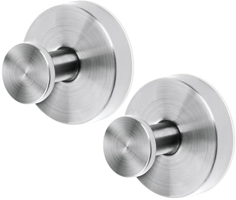 PEUTIER 2pcs Vacuum Suction Cup Hooks, Premium Stainless Steel Suction Cup Hanger Shower Hooks Suction Cup Bathroom Towel Coat Hook Suitable for Wall Glass Mirror Smooth Surface(Silver)