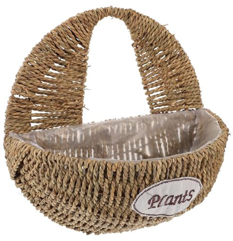 OFFSCH Cesto Appeso Intrecciato in Erba Sintetica Resistente Per Piante Da Interno Ed Esterno Piccolo Porta Piante Da Parete Per Decorazioni Casa e Giardino Resistent Sole Freddo