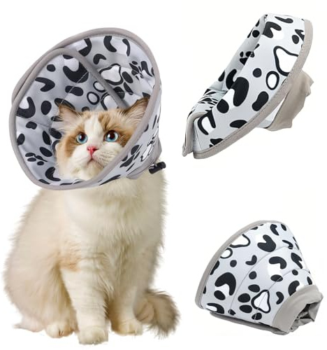 GuoYou Soft Cat Recovery Cone Collar - Adjustable for Puppy and Kitten Surgical Care, Daily Activities, Bathing, and Nail Trimming (M)