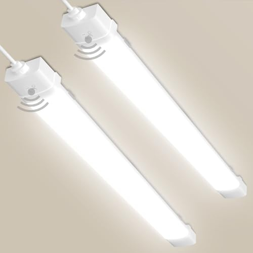 Bellanny LED Feuchtraumleuchte | 115CM Werkstattlampe, 40W 4800LM Deckenleuchte Röhre - 2er IP54 Wasserdicht Neutralweiß 4500K Verknüpfbar Neonröhre mit Bewegungsmelde für Büro Garage Werkstatt Keller