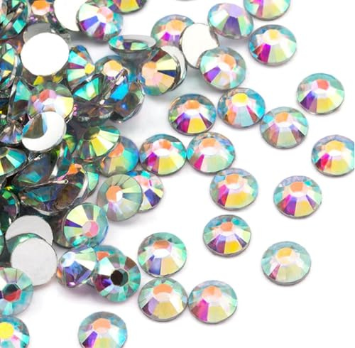 Yixinly 3 000 stycken SS20, 5 mm strass, runda kristaller, stenar för naglar, gödsjälv-dekoration, kläder, mobilskal, skor, väskor (vit-AB)