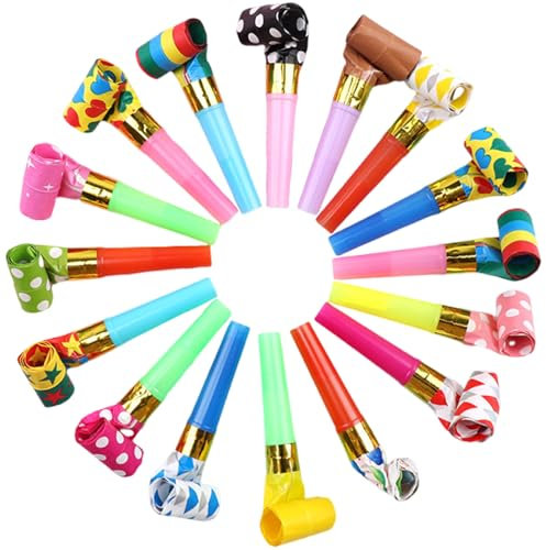 30 Pcs Party Blowers, Party Poppers, Party Blowers For Kids, Party Blowers For Adults, Party Whistles Blowers Kids For Kids Unisex, Birthday Noisemakers Birthday Blow Horns Party Whistles