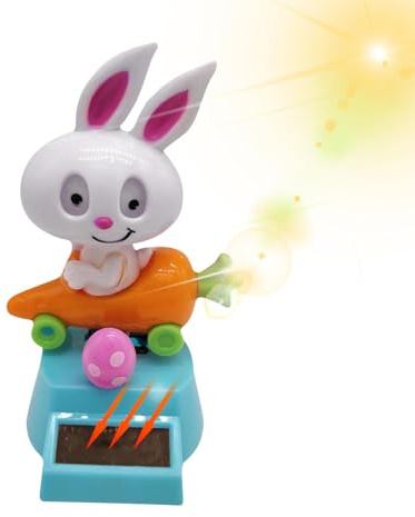 Figura di coniglio solare - Seduto nella carrozza delle carote | Giocattolo per cruscotto ad energia solare da 4,33 pollici, figura oscillante per auto, camera da letto, ufficio, simpatica de