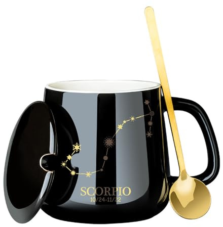 Treer Tazas de Desayuno Personalizada, Constellation Taza Cerámica de Té, Taza de Café, Tazas Graciosas, para Regalo Cumpleaños Originales Amigo (Escorpio,400ml)