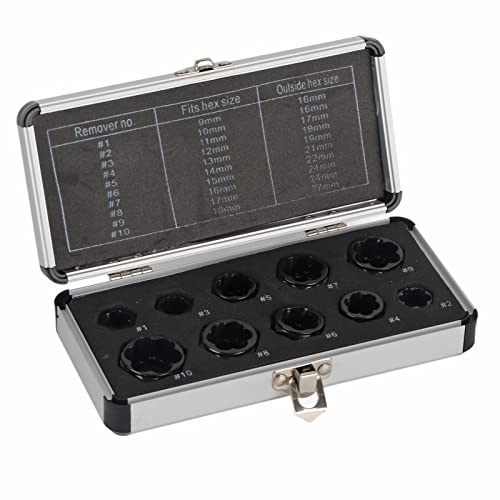 10 Pièces Ensemble de Retrait D'extracteur de Vis D'écrou de Boulon endommagé, Retirez les Douilles Rouillées et Tenaces, écrous, Boulons en Acier au Molybdène avec Kit D'outils