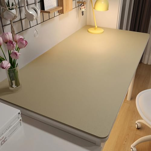 Schreibtischunterlage Kunstleder, Mauspad, Schreibtischunterlage Rutschfest, Bürotisch Unterlage, Schreibtisch Unterlage Zum Schreiben, Schreibtischzubehör für Zuhause und Im Büro(Beige,100 x 100 cm)