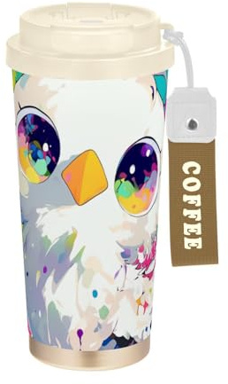 WDdZzyy Aesthetic Beauty - Vasos de café al vacío para bebidas frías y calientes con tapas para la escuela, deportes, guardería, campamento y más tazas de café para llevar