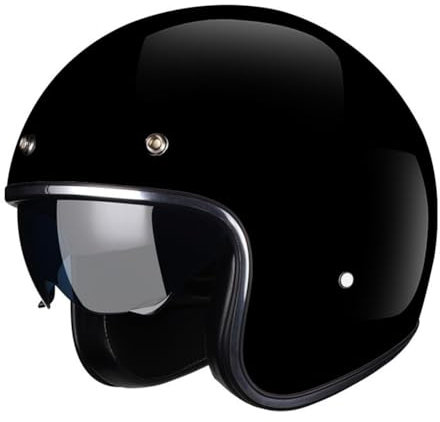 Schwarz Klassische Jethelme für Erwachsene Männer und en Motorradhelm für den Sommer mit teefarbenem Spiegel UV Schutz Herausnehmbares und waschbares Futter ABS. XXL/63-64cm