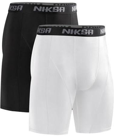 Niksa - Pantalones cortos de compresión para hombre (3 piezas), mallas cortas de running/deporte, M