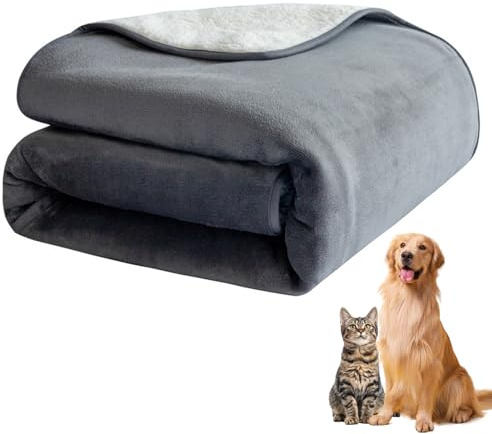 Janety Hundedecke wasserdichte Haustierdecken, 200 * 230cm Weiche Zottelige Decke, 3 Lagige Flanell Liebesdecke aus Flanell und TPU, Geeignet für Bett und Sofa