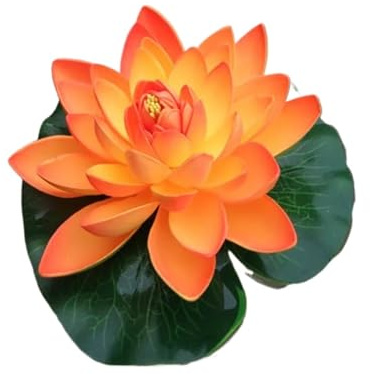 HKYBCF Nenúfar Artificial Flotante de 18 cm, Hoja de Loto, Flor for Estanque, Acuario, decoración, micropaisaje, jardín, Estanque.(Orange)