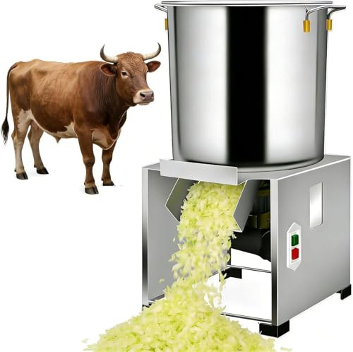 Picadora Verduras Comercial, Trituradora Cría Eléctrica, Picadora Eléctrica Verduras En Cubos, Gran Entrada Alimentos Diámetro, 3500 RPM, Para Alimento Animales Verduras Granos Cacahuete 220V-1800W