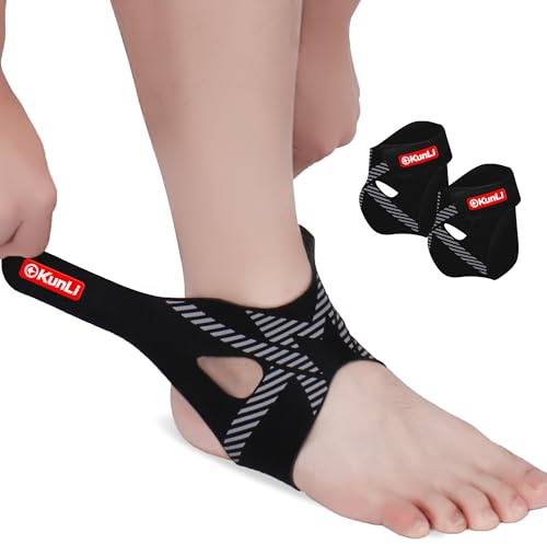 kunli Ankle Brace 2 Pack, Adjustable Straps, 0.9mm Thin, Inside Shoes, S
