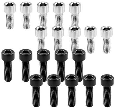 20Pcs Bike Bolts,Bicycle Stem Bolts,Disc Brake Caliper Bolts with Washers, M5x16mm,M5x12mm Bike Water Bottle Holder Cage Screws for Bike Water Bottle Holder,black and silver