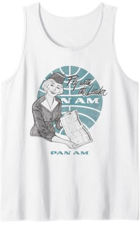Pan Am Fly with the Leader Illustration Retro Airline Ad Tank Top