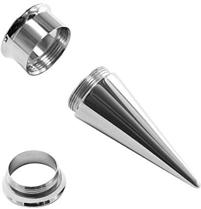Treuheld® | 2 in 1 TUNNEL DEHNER - Silber - 11 Größen: 3-20mm - Flesh Tunnel & Dehnstab in EINEM SET - Superleichtes Dehnen - Dehnungsstab für Ohr & Piercings - Expander für Plugs aus Stahl