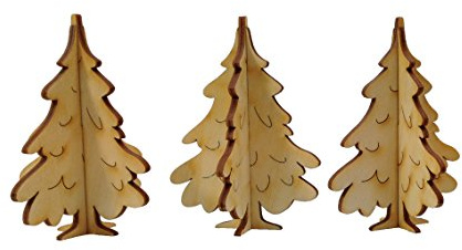 Petra's Bastel-News 3 Stecksätze aus Holz für 3-D Tannenbäume Höhe: ca. 10 cm, Natur, 28 x 19 x 5.5 cm A-WTH1210S1