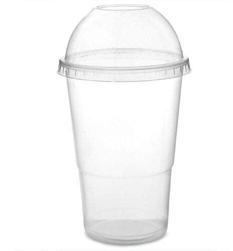 We Can Source It Ltd - 200 x 8oz Clear PET Smoothie Cups with Dome Lids - Recyclable Plastic Drink Cups for Milkshakes, Juices, Slush and Iced Coffee - Takeaway Drinkware for for Cafés and Restaurants