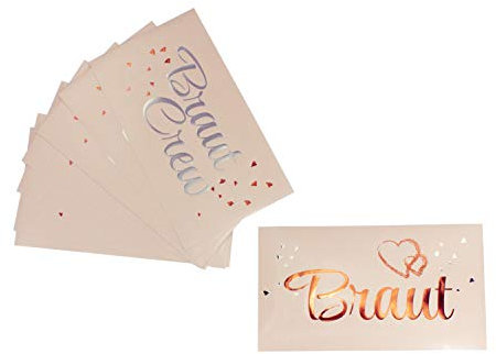 Oblique Unique® Braut + Braut Crew Dosen Flaschen Sticker Set 10 STK. JGA Junggesellinnenabschied Hen Party Hochzeit Etiketten Aufkleber Roségold Silber