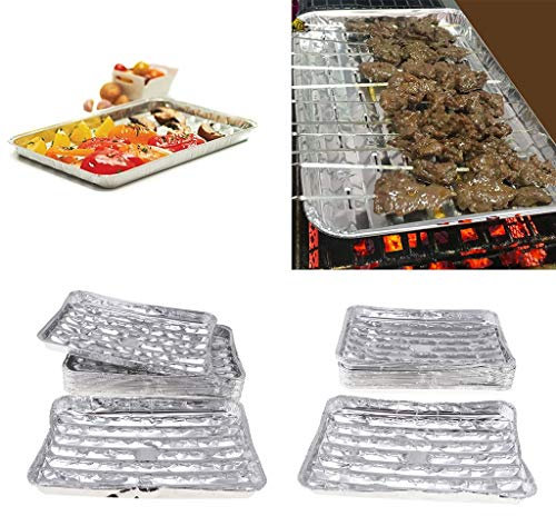 DUOER 40pcs jetable en Feuille d'aluminium à gâteau rectangulaire Plaque Barbecue Griller Plateau