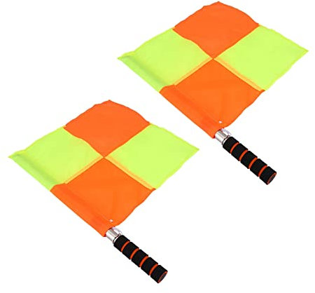 Alomejor 2 Stück Schiedsrichter Fahnen, Rot Gelb Platz Gitter Linienrichter Flaggen mit Schwammgriff und Aufbewahrungstasche für das Sportspiel Fußball Hockey Training