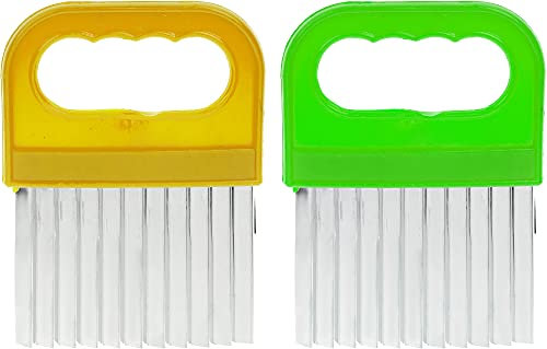 Crinkle Cutter - Pack of 2 - Potato Stainless Wavy Cutting Tool - Vegetable Cucumber Carrot Steel Wavy Chopper
