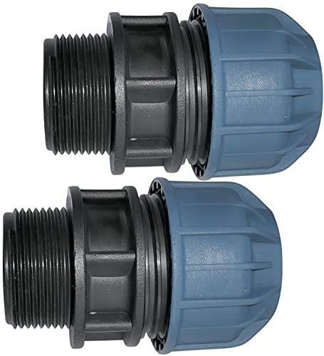 AERZETIX - Juego de 2 - Manguito/Adaptador Roscado - Reductor de Compresión Recto - Conexión Rosca Macho 1 1/4'' - para Tubería de Agua Ø32mm - en Polipropileno - Conector/Reparador