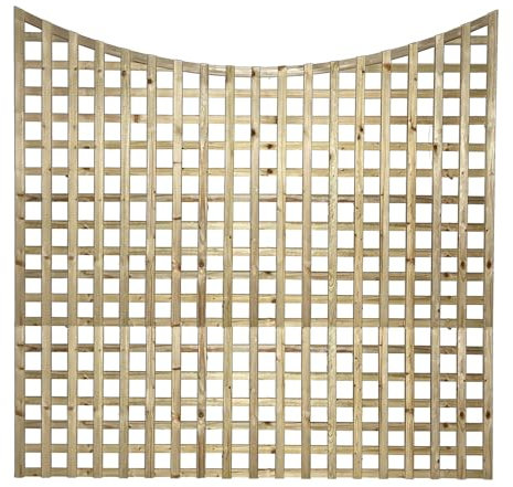Premier Concave 6x6ft (W: 6ft x H: 6ft) Frameless Rough-Sawn Square Trellis Pressure-Treated Garden Panel 60-70mm Privacy Squares Fence Topper/Wall Art Width 1828mm x Height: 1800mm