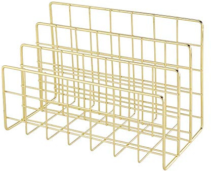 Briefablage Papierablage Rosegold Schreibtisch Organisation 3 Fächer Organizer Handgemachte Dokumentenablage Metall Dekorative Aufbewahrungsfächer für Briefe Post Bücher Postkarten (Rosegold)