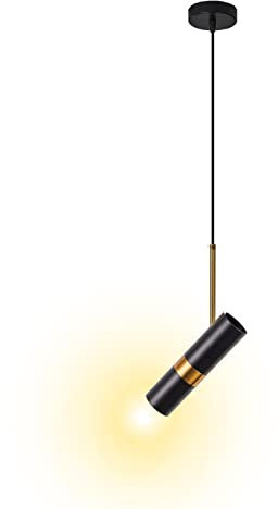 ACMHNC LED Pendelleuchte Zylinder Schwarz Hängelampe für Schlafzimmer Nachttisch, Modern Esstisch Hängeleuchte Höhenverstellbar mit Gu10-Fassung, 2m Kabel, 90° Drehbar Spot Lamp, 5W Warmweiß, Ø6 cm