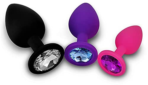 DasWas Triple Anal Butt Plug Set | Slippery + Gentle on The Skin | Adult Sex Toys for Women + Men | Silicone Anal Toy