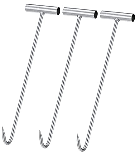 uxcell T-Handle Meat Boning Hook, Galvanized T Hooks for Kitchen Butcher Shop Restaurant 16(400mm) 3Pcs