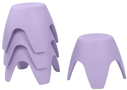 ECR4Kids Ayana Stackable Stools, Indoor/Outdoor, 4-Pack, Light Purple