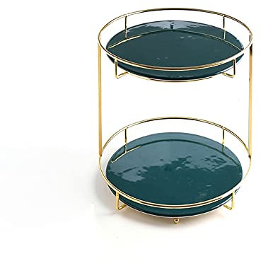 OQHAIR Soporte para Tartas Soporte para Tartas de Dos Niveles, Mesa de Postre de cerámica Verde, Soporte de exhibición para Tartas de Lujo, Plato para Pastel de té de la Tarde, Plato de f